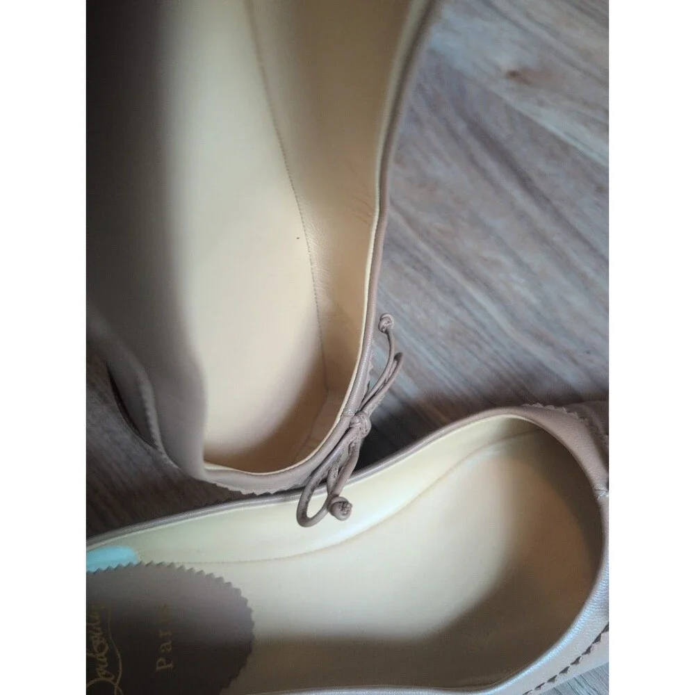 Christian Louboutin MAMADRAGUE Nude Leather Ballerina Ballet Flats Women EU 39.5